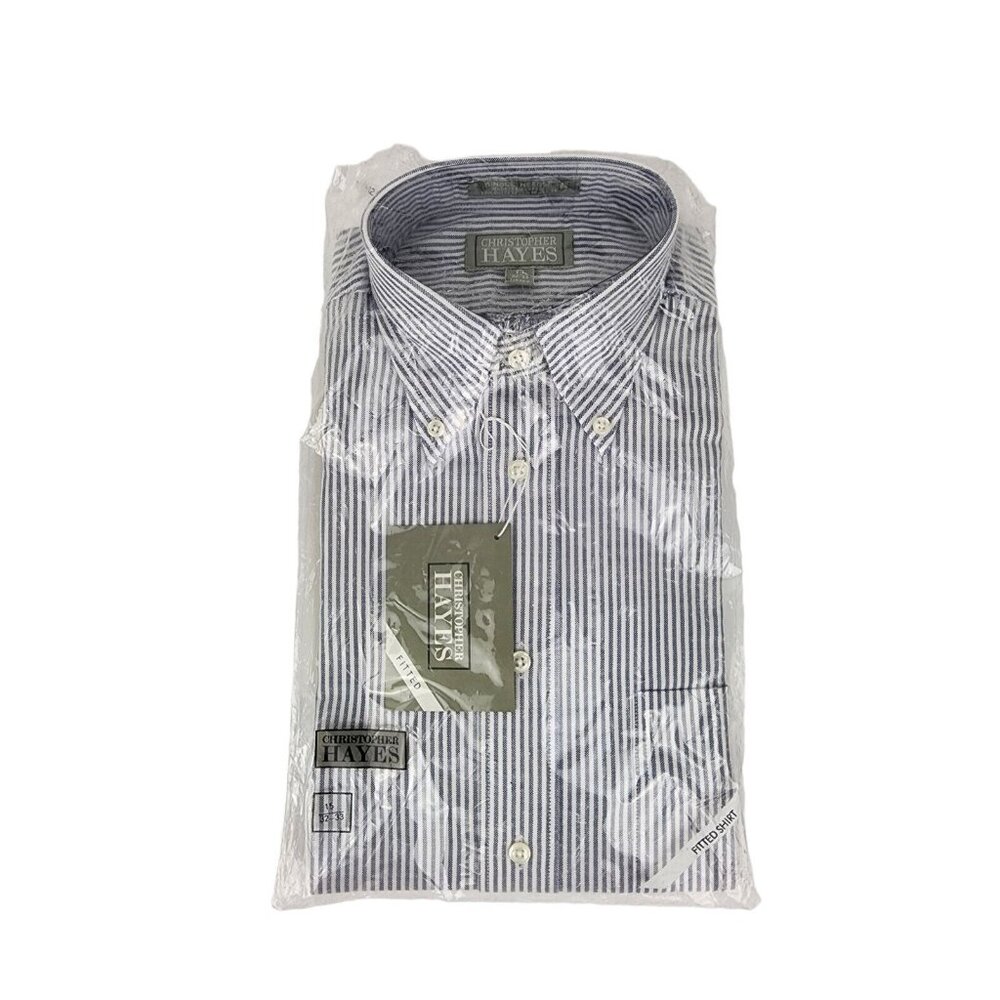 CHRISTOPHER HAYES MEN Blue & White Striped DRESS SHIRT NWT Size 15 32/33